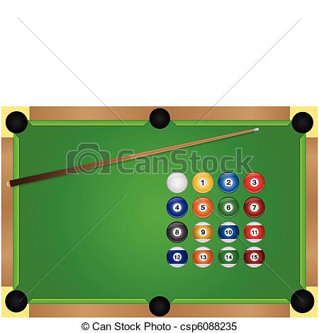 450x470 Image Of A Pool Table And Billiard Balls. Clipart Vector
