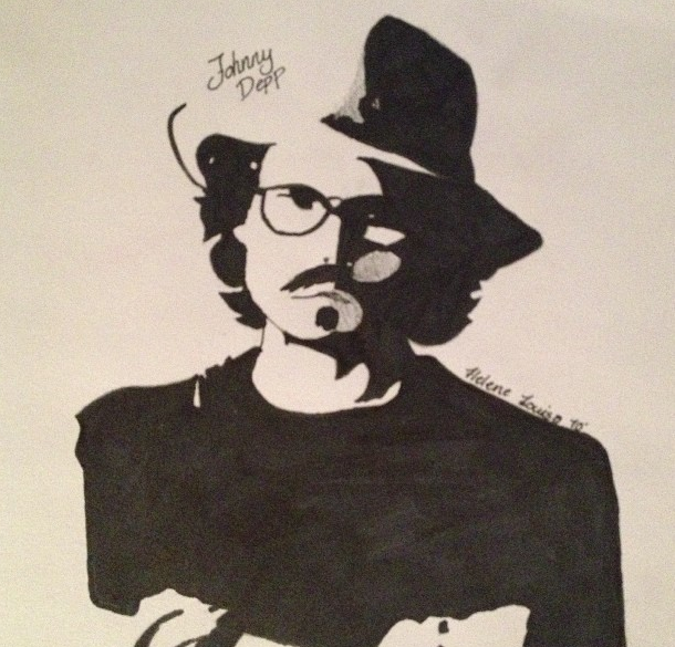 610x585 Johnny Depp Pop Art Drawing By Helenelouisa