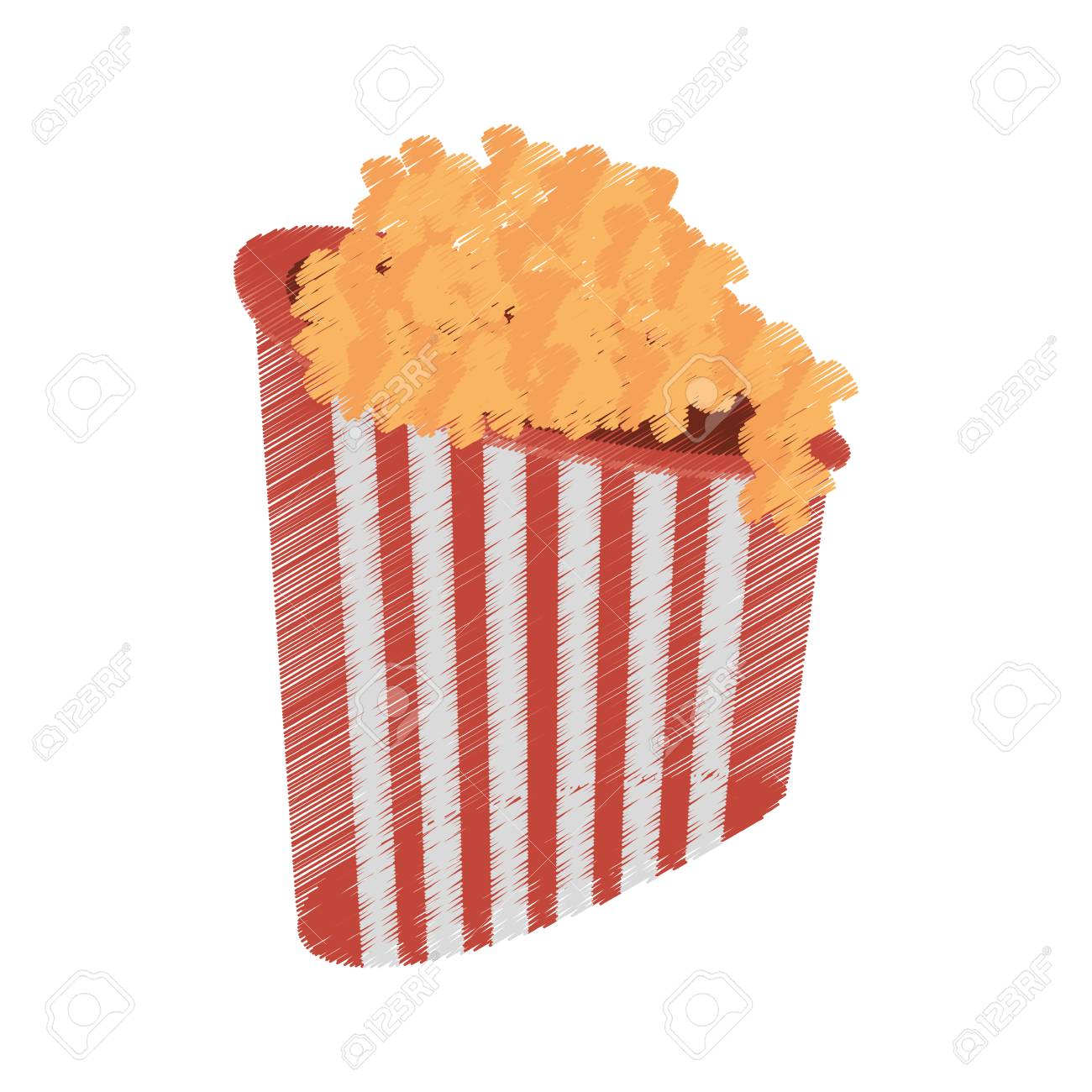 1300x1300 Drawing Pop Corn Box Cinema Food Vector Illustration Eps 10