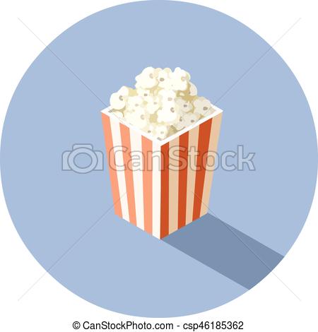 450x470 Vector Isometric Illustration Of Box With Popcorn, Cinema Clip