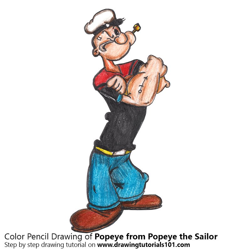 800x800 Popeye From Popeye The Sailor Colored Pencils