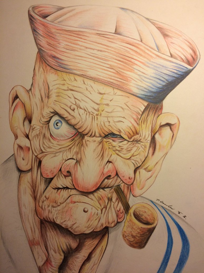 774x1032 Realistic Popeye Pencil Drawing By Billyboyuk