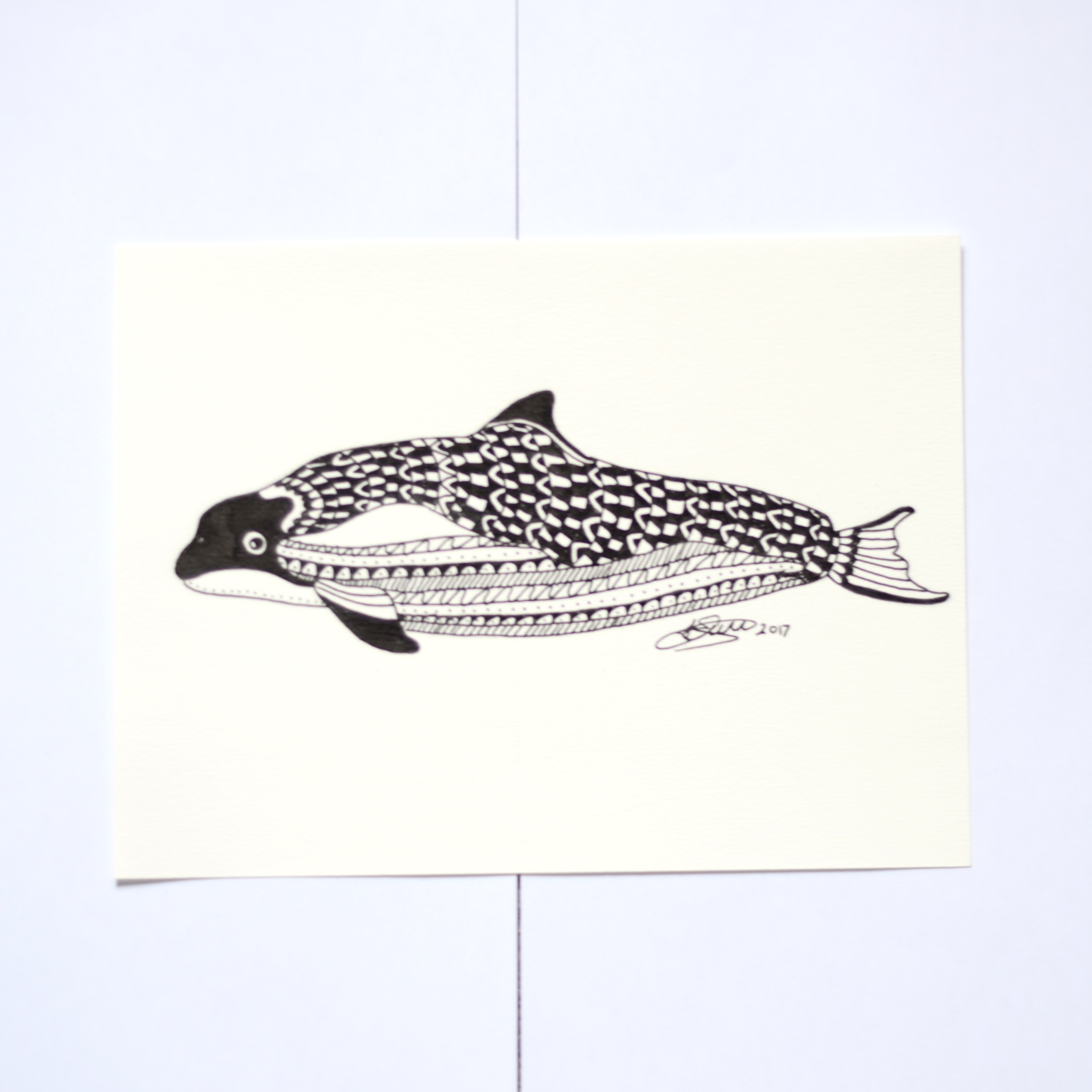 3264x3264 Porpoise Ink Pattern Hand Drawing