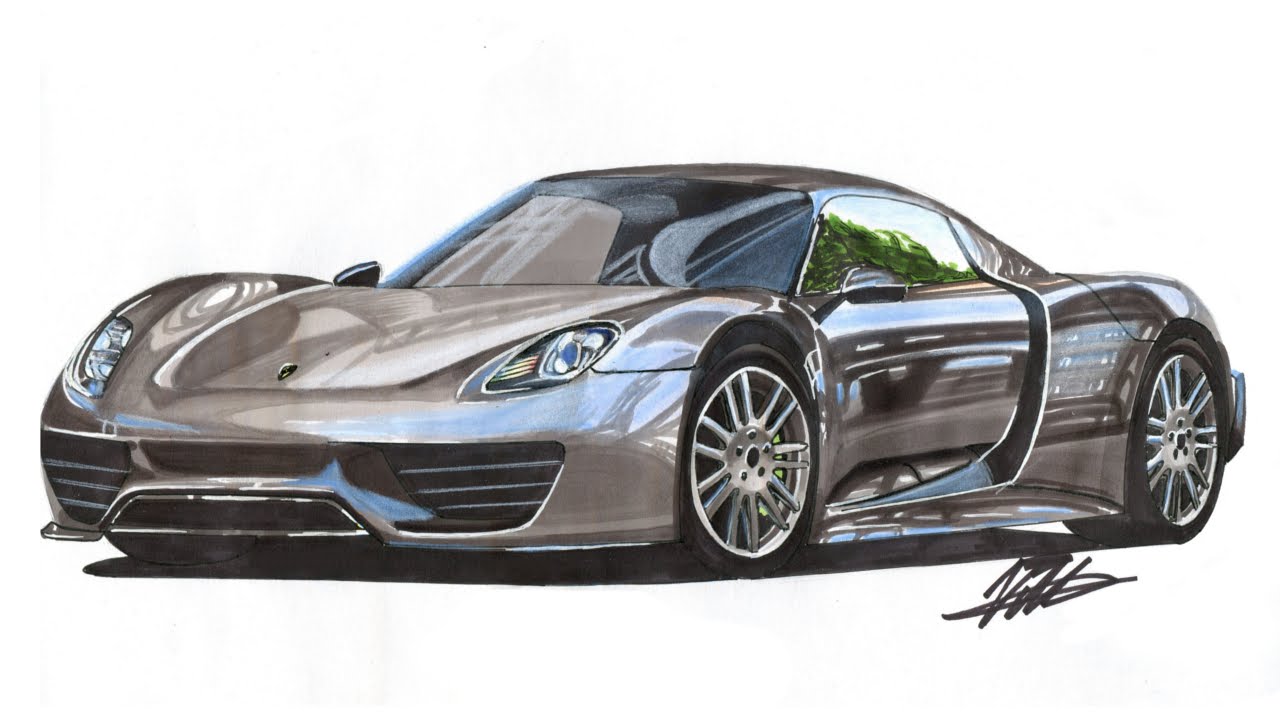 1280x720 Realistic Car Drawing