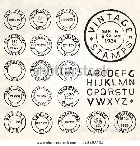 450x470 Vector Vintage Stamp Set. All Pieces Are Separated And Easy