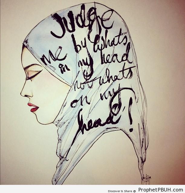 612x639 Judge By What S In My Head (Hijab Poster With Muslimah Drawing