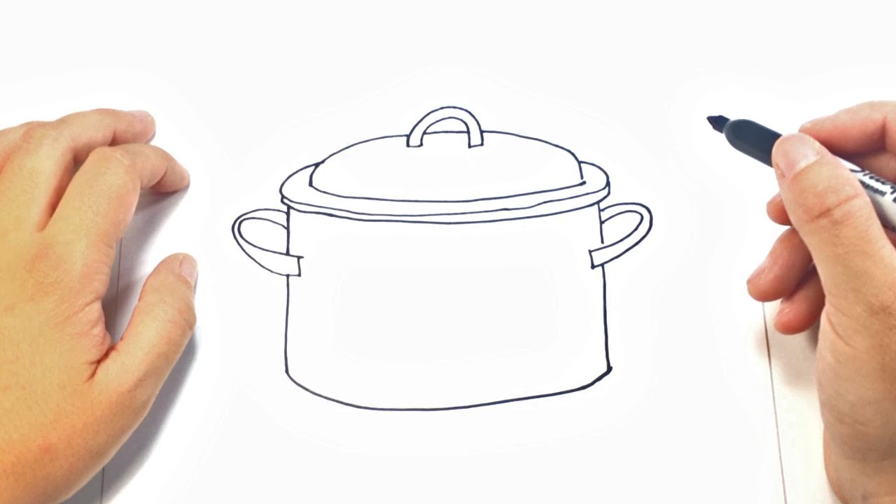 1280x720 How To Draw A Cooking Pot Cooking Pot Easy Draw Tutorial