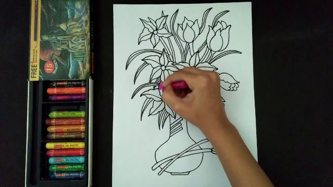 1280x720 How To Draw And Colour A Beautiful Flower Pot Flower Pot Drawing
