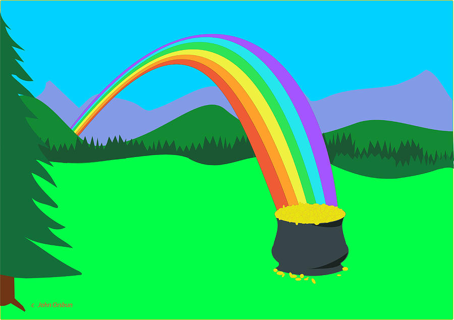 900x634 End Of Rainbow Pot Of Gold Drawing By John Orsbun