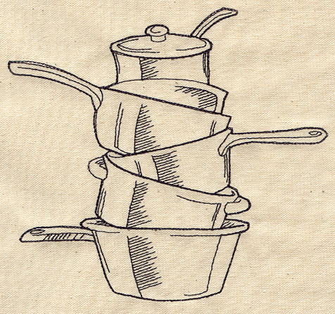 476x447 Pots And Pans Stack Urban Threads Unique And Awesome Embroidery