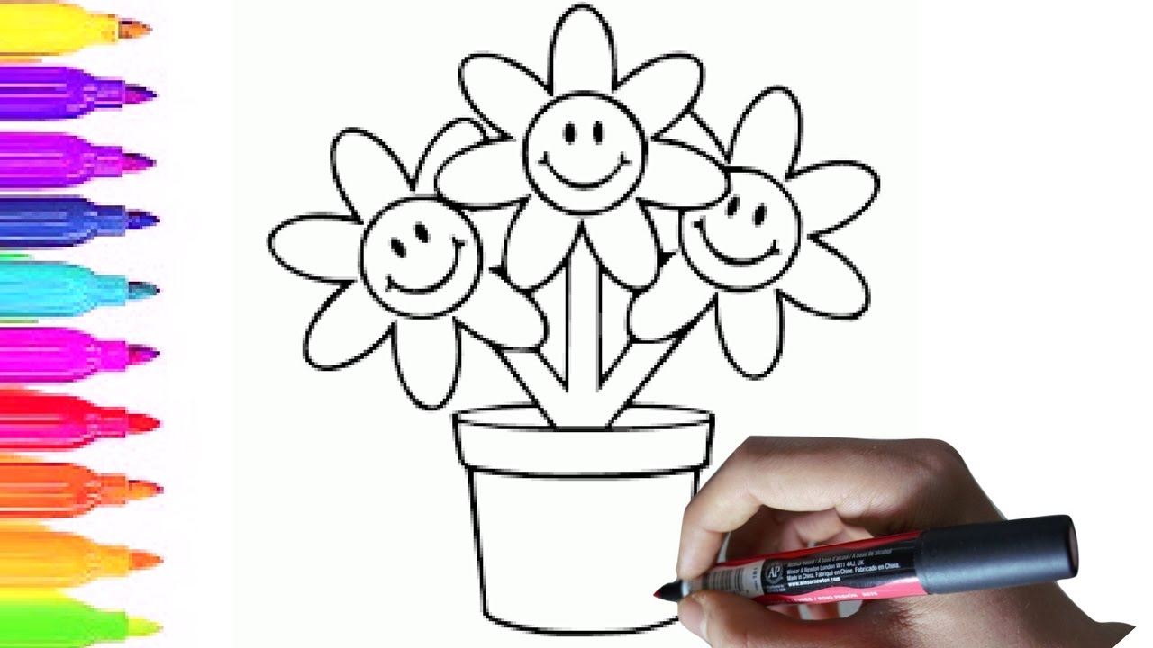 1280x720 Flower Coloring Book For Kids