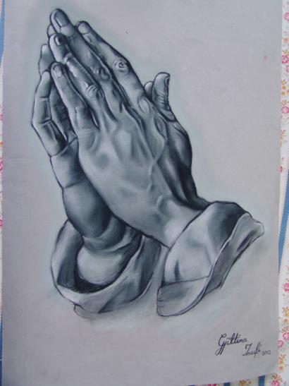 410x547 Praying Hands Drawing By Gjiltina