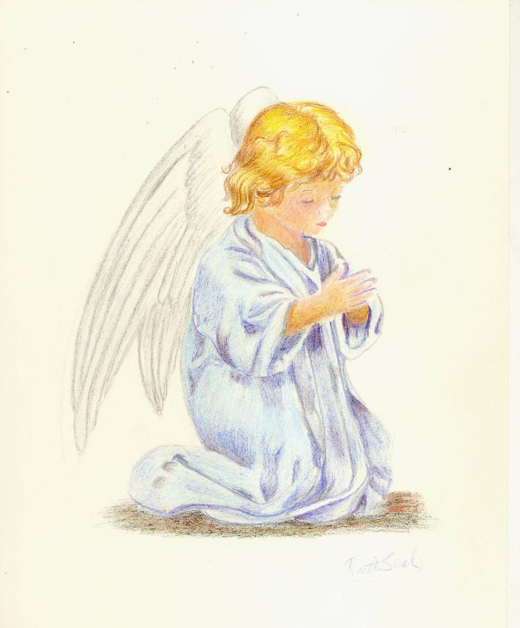 746x900 Angel Praying Drawing By Ruth Seal