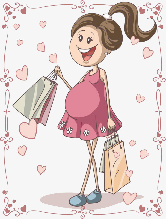 650x853 Shopping For Pregnant Women, Cartoon Hand Drawing, Lift Things
