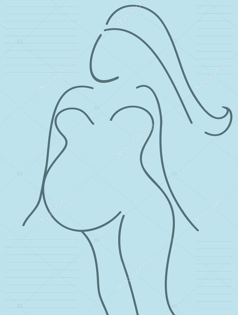 776x1023 Draw Pregnant Girl On Blue Paper Stock Vector Chorniy10
