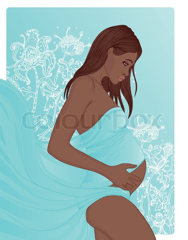 628x800 Beautiful African American Pregnant Woman Stock Vector Colourbox