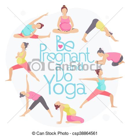 450x470 Set Of Yoga Poses For Pregnant Women. Prenatal Exercise . Clip
