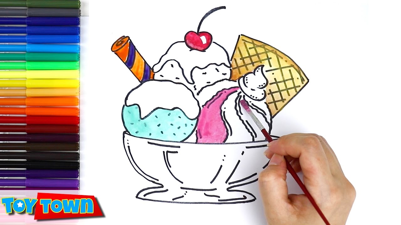 1280x720 How To Draw Ice Cream, Color Ice Cream Drawing For Kids Learning
