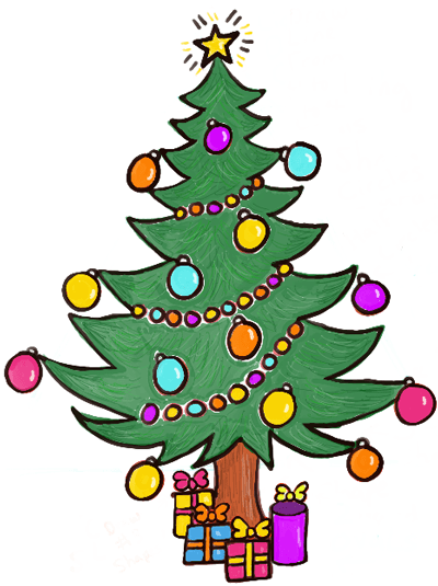 400x535 Christmas Tree With Presents Drawing Find Craft Ideas