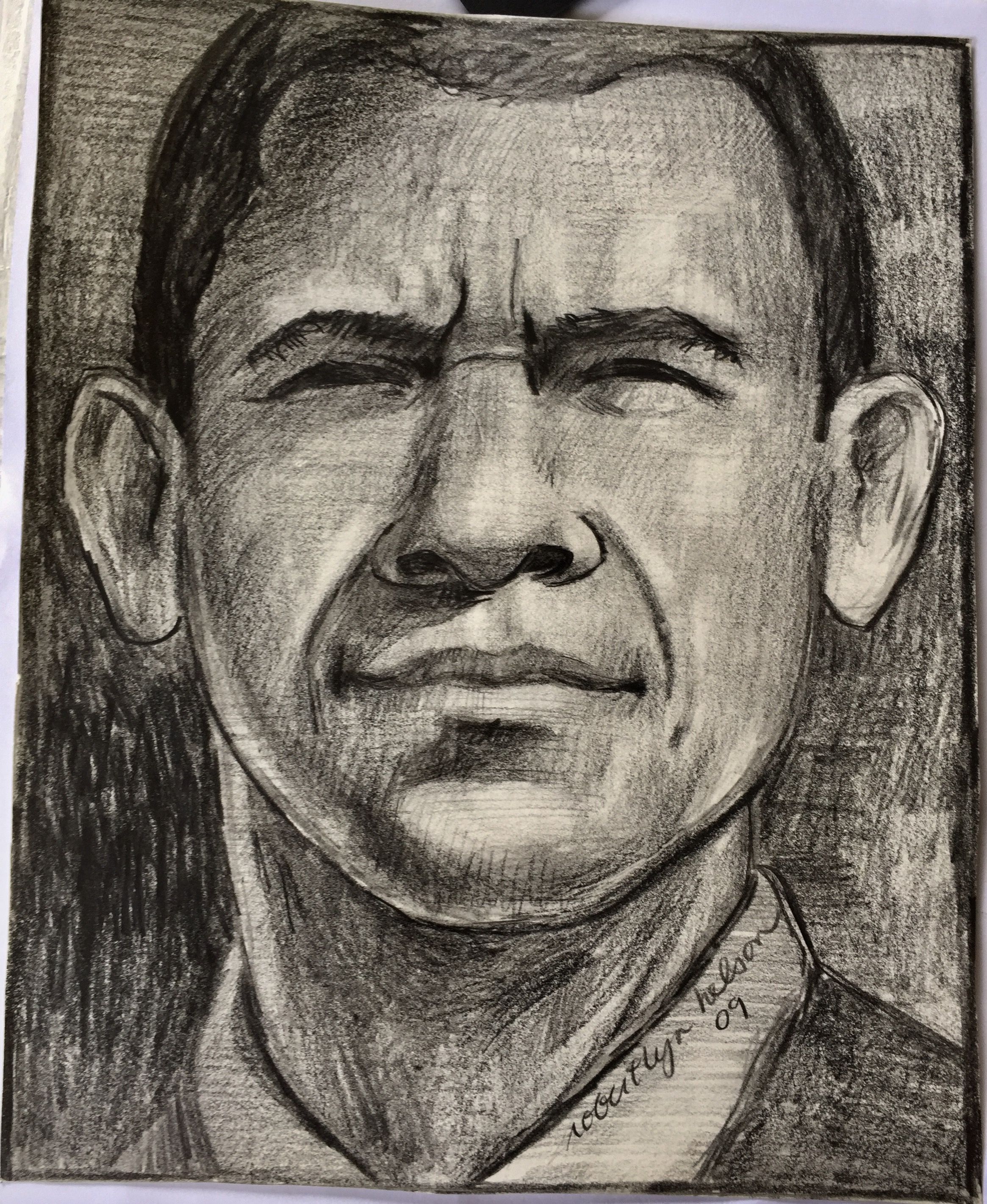 2330x2843 President Obama Sketch By Robert Lyn Nelson 2009 9x12 Pencil