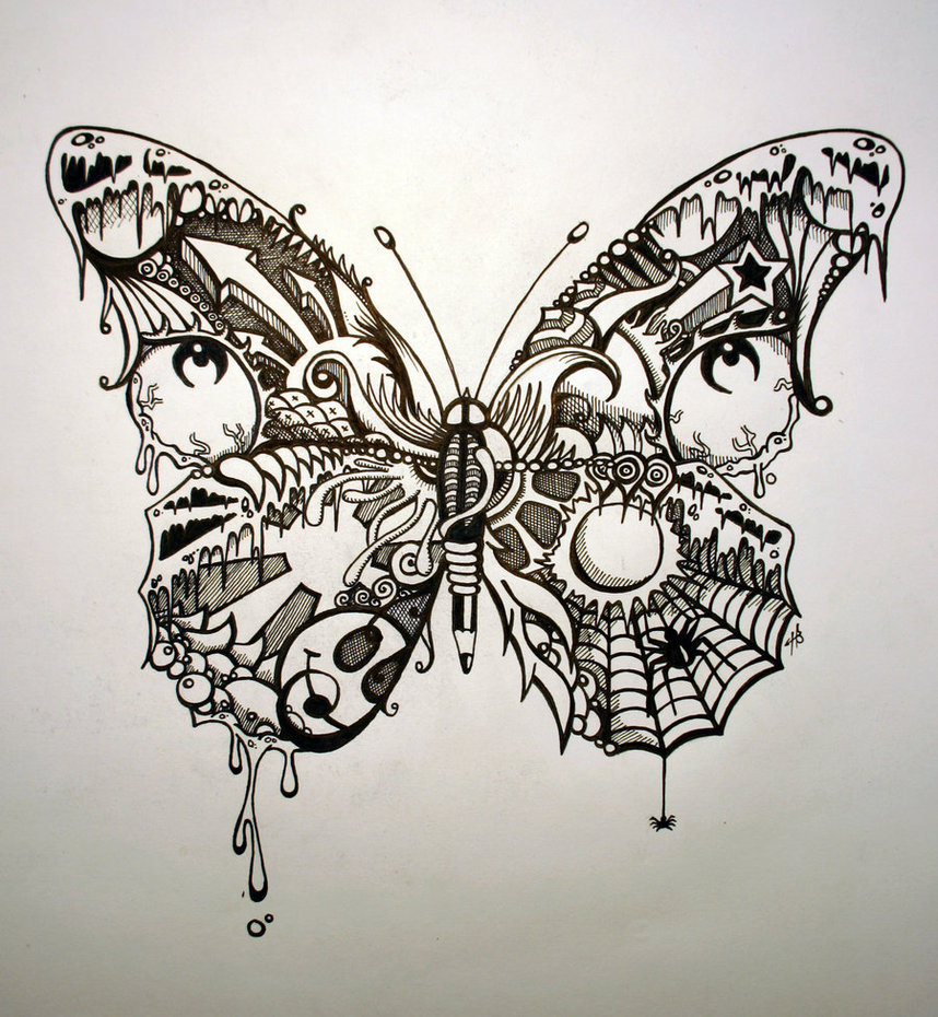 858x930 Psychedelic Butterfly Pretty Butterfly By ~shotgun Arse
