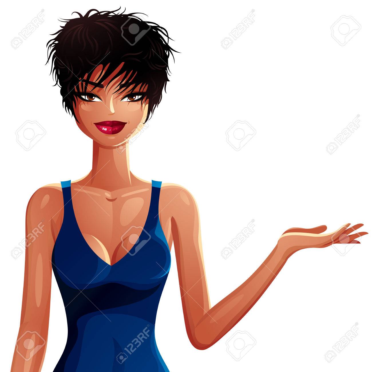 1300x1300 Vector Drawing Of A Young Pretty Lady With Fashionable Female