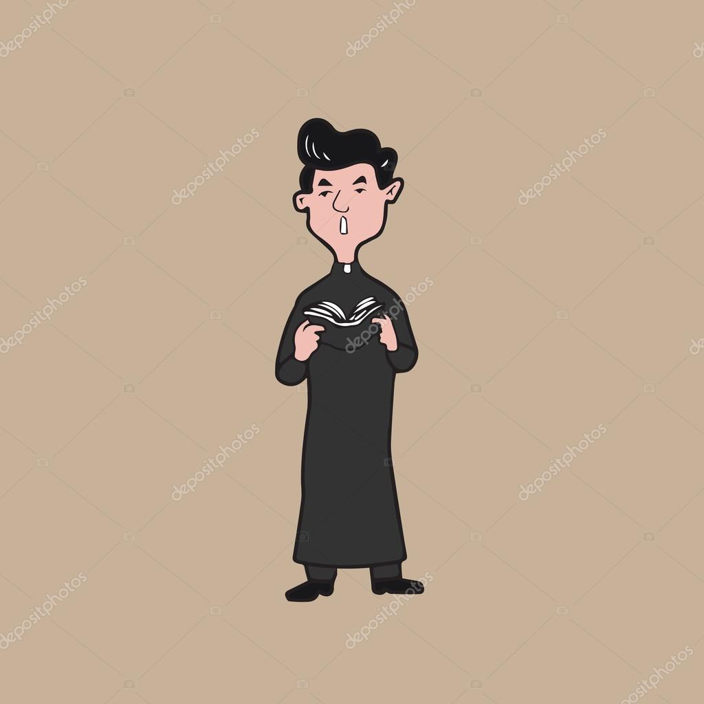 1024x1024 Priest Cartoon Drawing Stock Vector