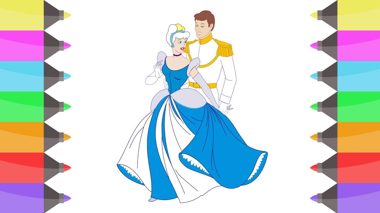 1280x720 How To Draw Cinderella Disney Princess Prince Cute Colouring