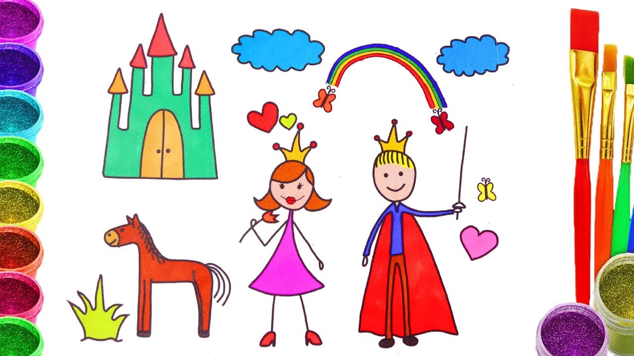 1280x720 How To Draw Prince And Princess Coloring Page For Kids Learn