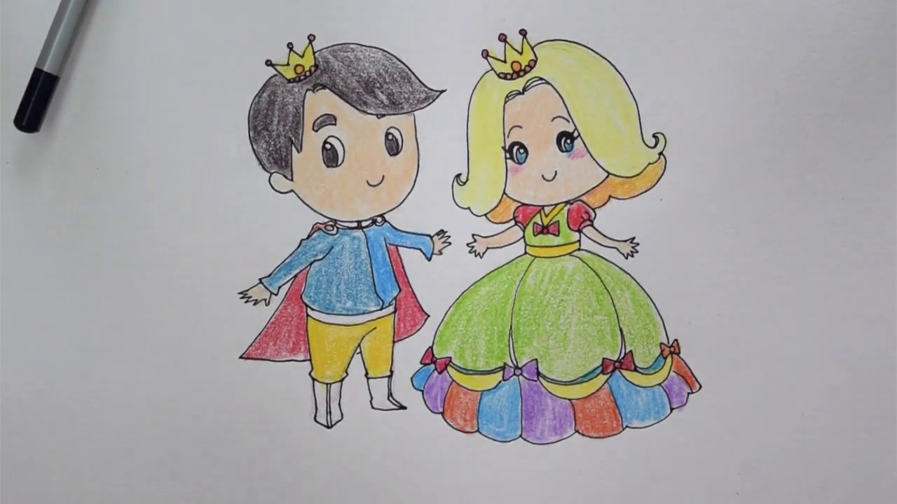 1280x720 How To Draw Prince And Princess For Kid With Color Pencil