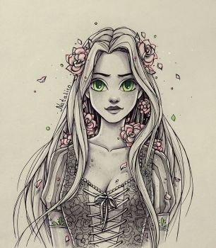 306x350 Roses In The Hair By Natalico Art Draw, Drawing