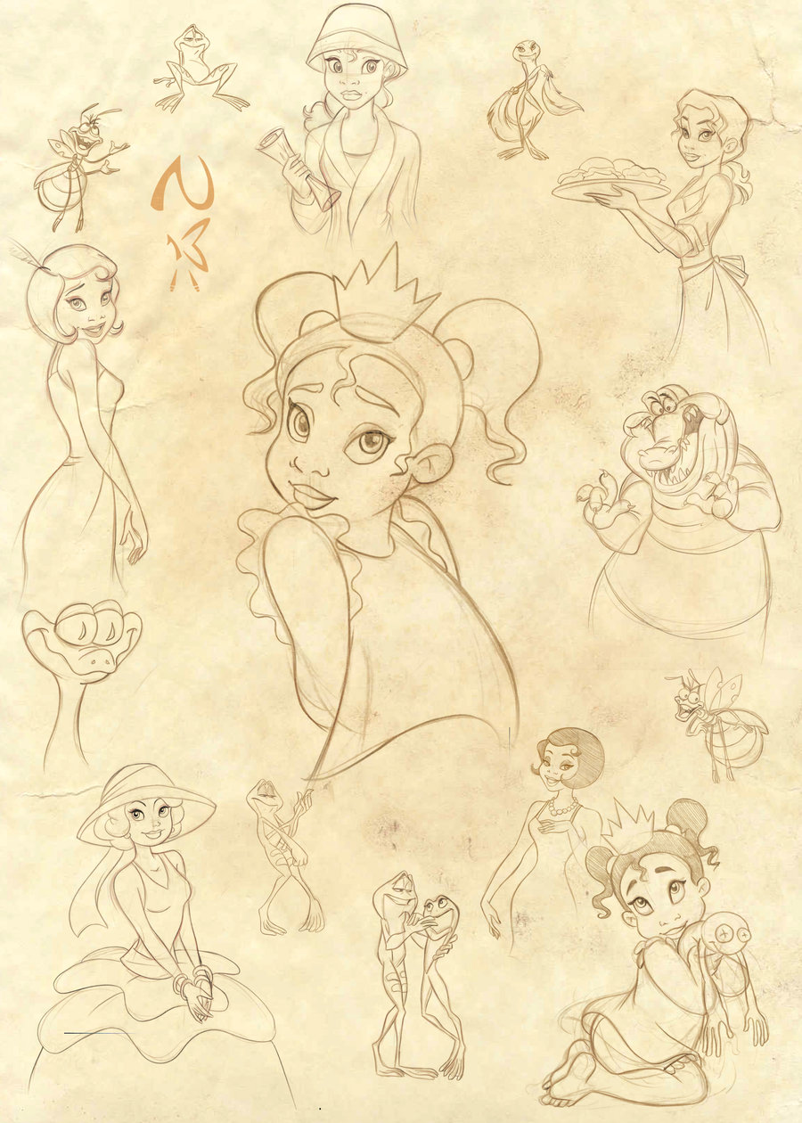 900x1260 Princess And The Frog Sketches By