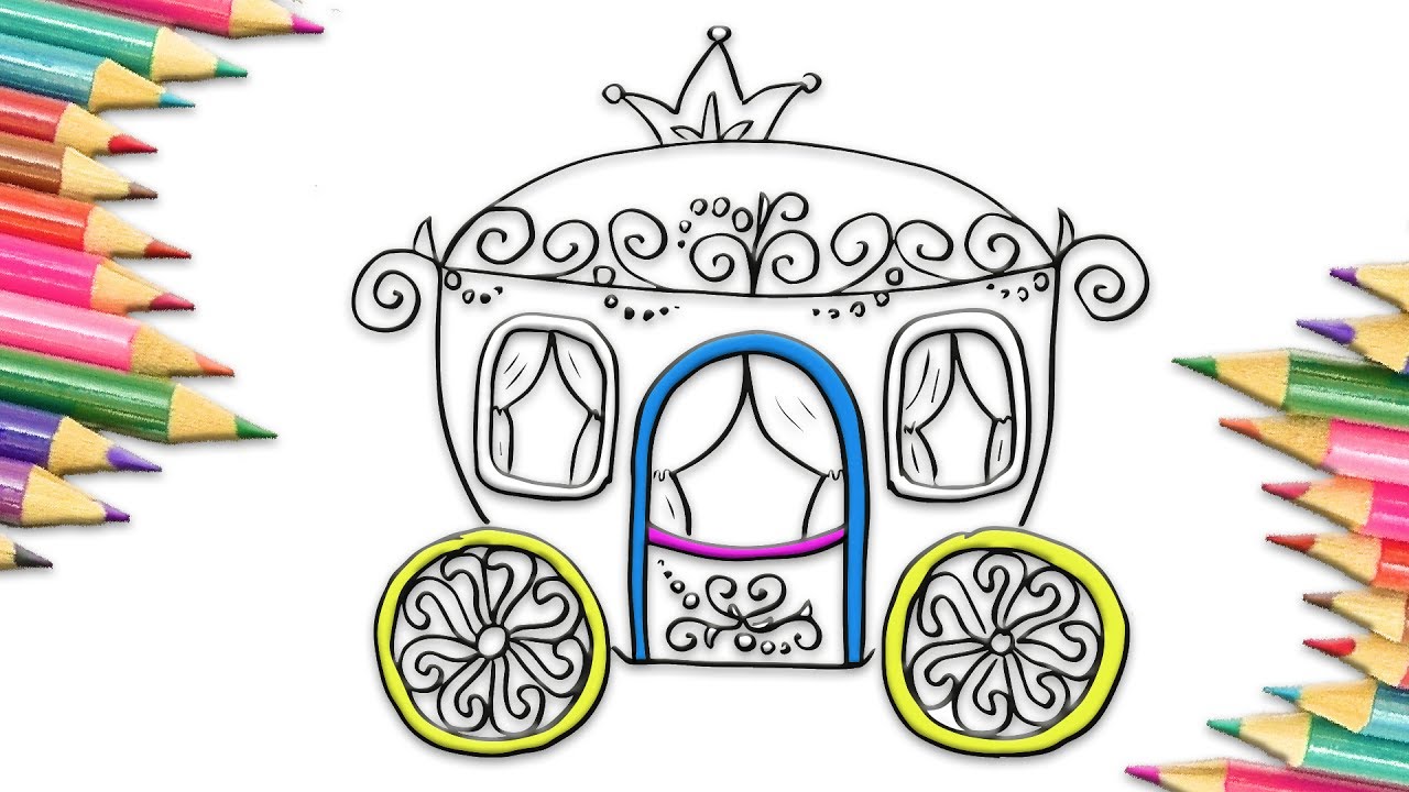 1280x720 How To Draw Princess Carriage Coloring Pages For Kids Drawing Art