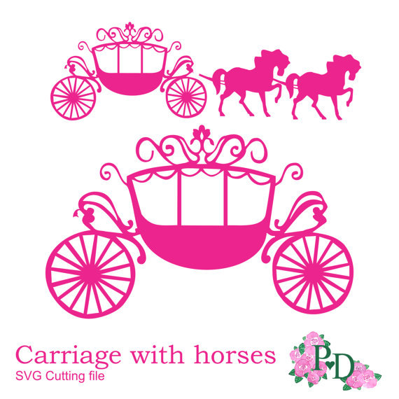 570x570 Svg Dxf Png Princess Carriage Horse Cutting File Digital