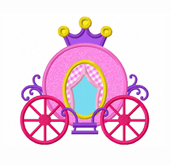 570x550 Princess Carriage Applique Machine Embroidery Design No0090