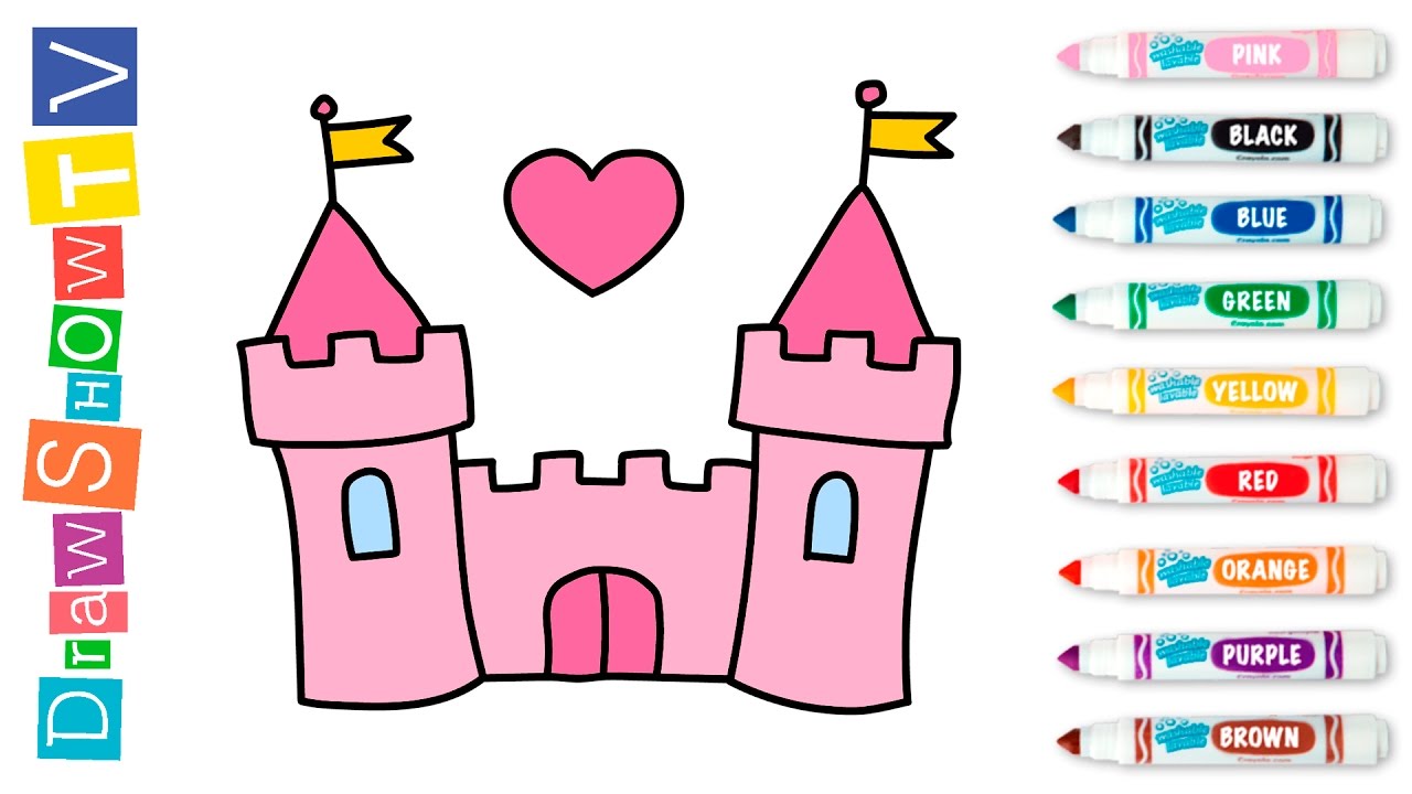 1280x720 How To Draw Castle Of Princess Coloring Pages Video For Kids