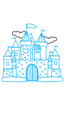 215x382 How To Draw A Castle, Easy Step By Step Drawing Tutorial