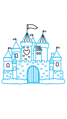 215x382 How To Draw A Princess Castle For Kids Step By Step Step 14