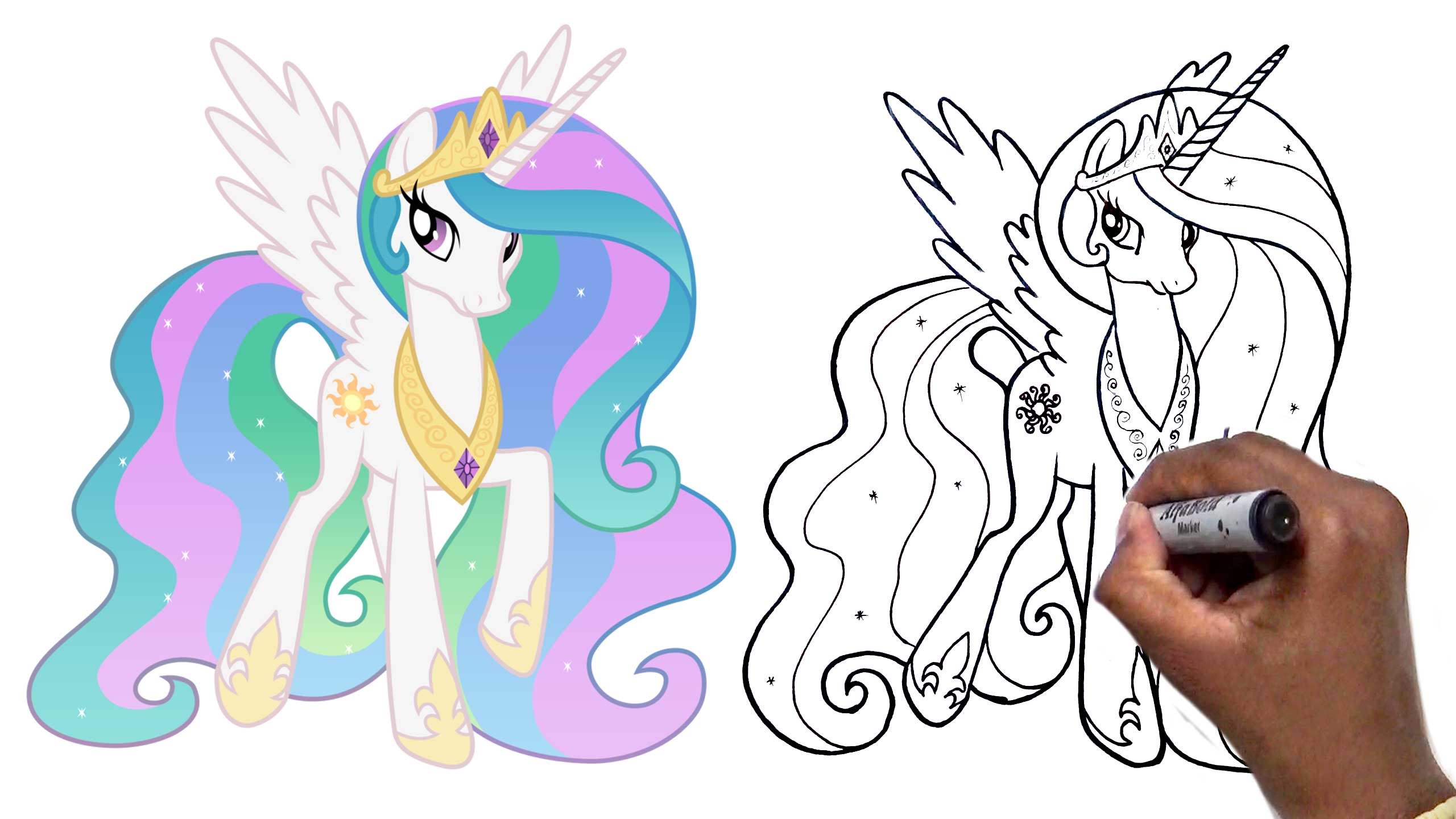 2560x1440 How To Draw Mlp Princess Celestia Step By Step