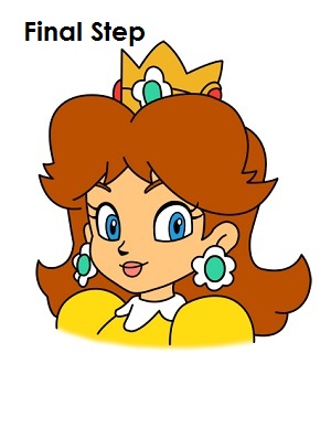 300x388 Draw Princess Daisy Final Step How To Draw