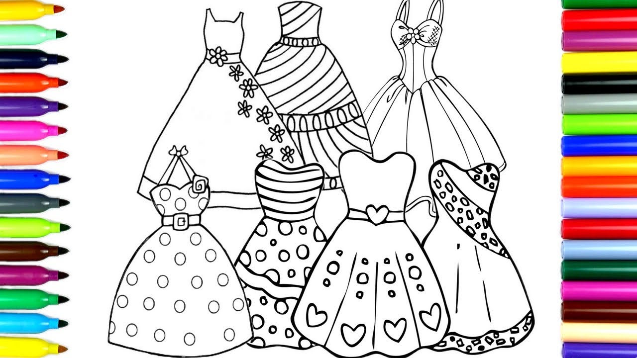 1280x720 Coloring Beautiful Princess Dresses Drawing Pages To Color