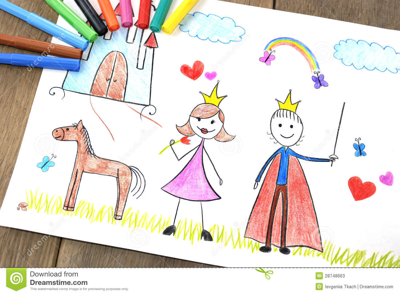 1300x960 Pictures Of Kids Drawing Kids Drawing Princess And Prince Stock