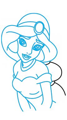 215x382 How To Draw Princess Jasmine, Aladdin, Disney, Easy Step By Step