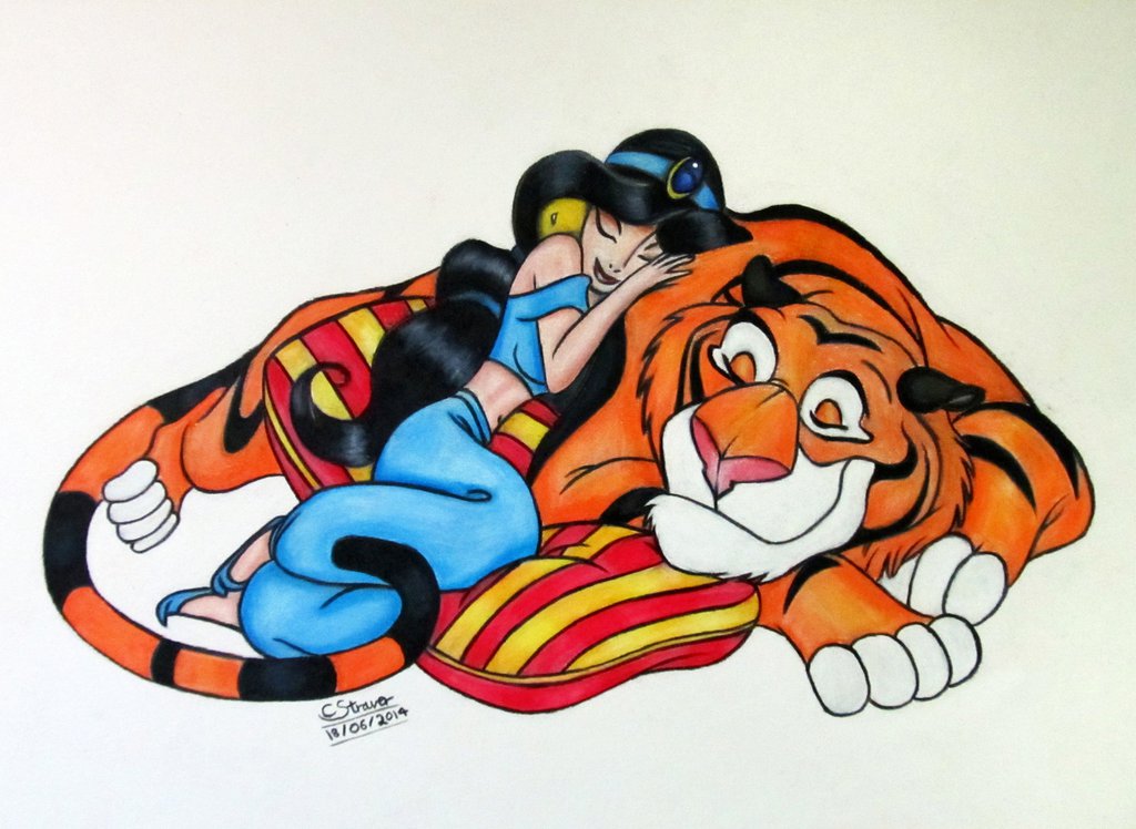 1024x748 Princess Jasmine And Rajah Drawing By Lethalchris