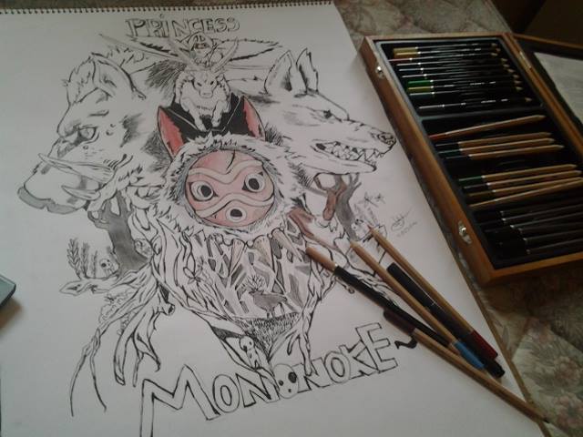 640x480 Princess Mononoke Drawing By Thatem0gir1