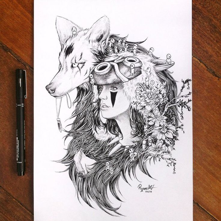 Princess Mononoke Drawing at GetDrawings | Free download