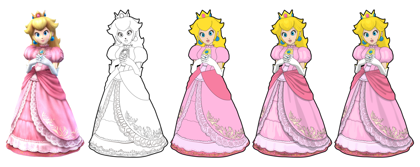 1418x564 Princess Peach Vector Drawing By Juliannb4