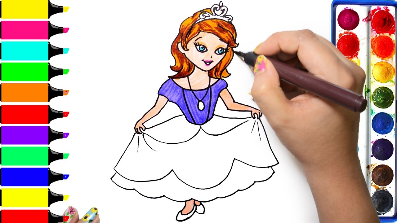 1280x720 Sofia Coloring Page Drawing Disney Princess Learn Colors