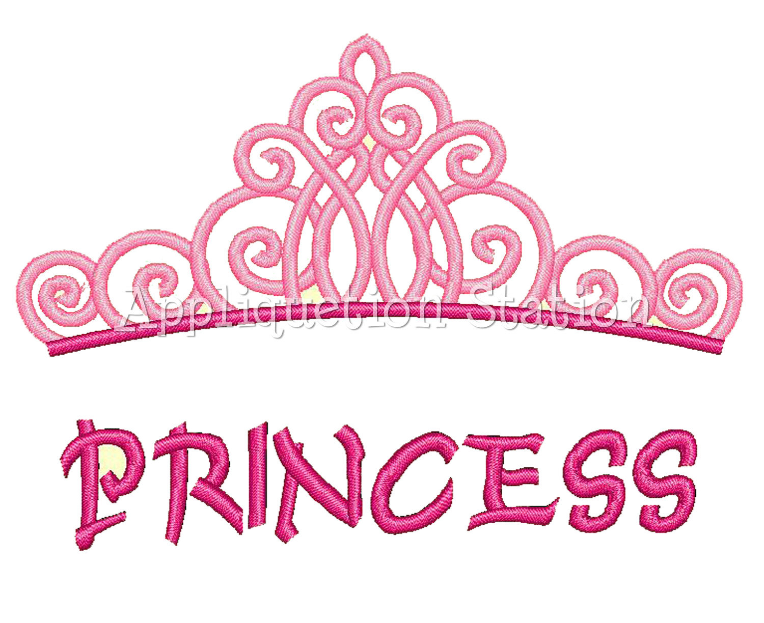 1500x1224 Princess Tiara Crown Machine Embroidery Design Pink Birthday