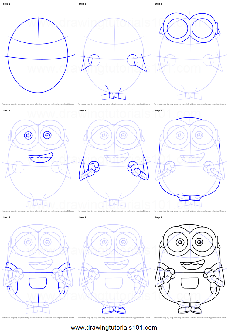 751x1107 How To Draw Bob From Minions Printable Step By Step Drawing Sheet